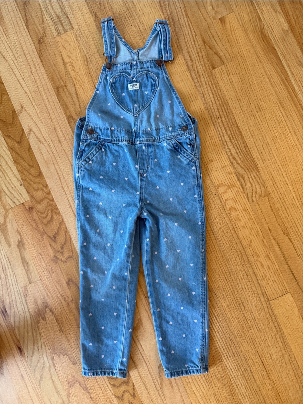 Osh Kosh Bgosh Kids Heart-Print Denim Overalls sz 5t